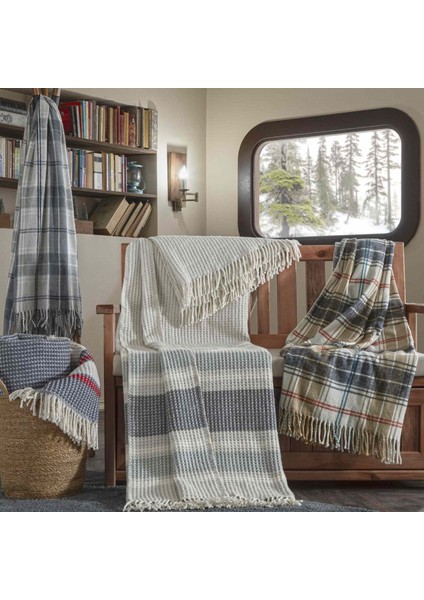 Taç Butik Doğu Ekspresi Pamuklu Çift Kişilik Battaniye Mavi modelleri