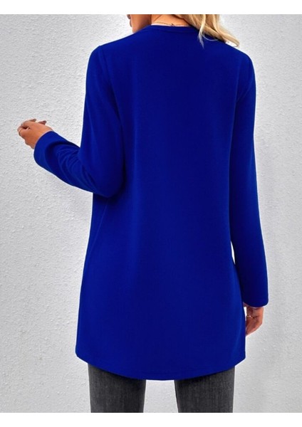 Egecen Kadın Uzun Kollu Önü Açık Uzun Modal Ceket