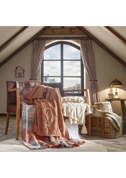 Taç Butik Brüj Pamuklu Çift Kişilik Battaniye Turuncu modelleri