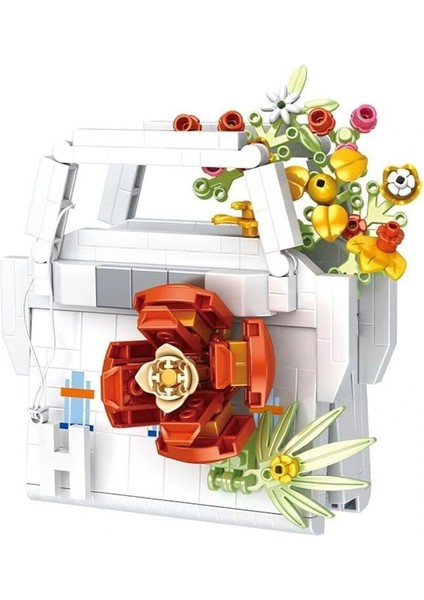 P1079 Panlos Çanta Buket Çiçek 497 Parça Block Oyuncak