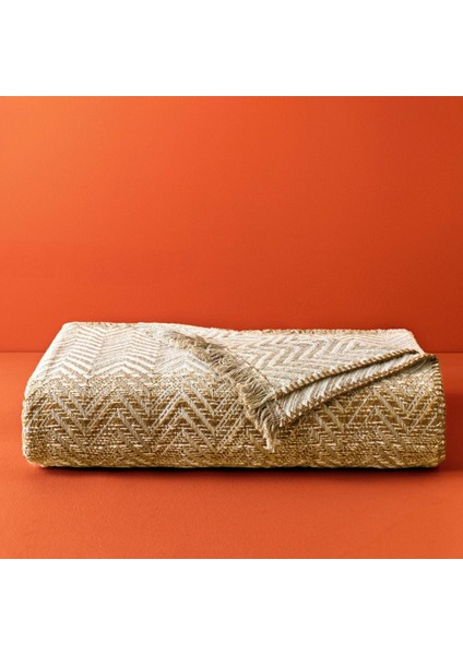 Taç Butik Brüj Pamuklu Çift Kişilik Battaniye Bej