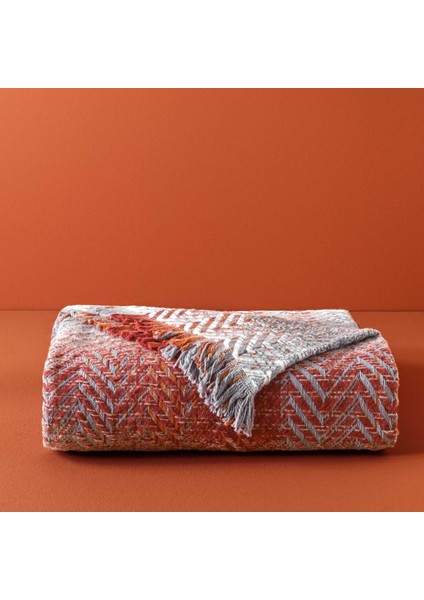 Taç Butik Brüj Pamuklu Tek Kişilik Battaniye Turuncu