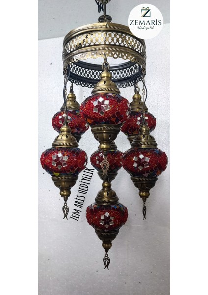 El Yapımı Otantik Mozaik 7 Li Avize Tavan Lambası Dekoratif modelleri