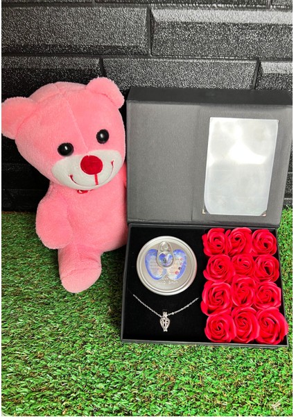 Pembe Ayıcık ve Inci Kolyeli Güllü Kutu, Sevgiliye Özel Hediye fiyatları