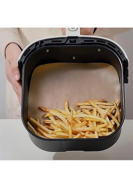 50 Adet Air Fryer Pişirme Kağıdı Tek Kullanımlık Yağ Su Geçirmez Yapışmaz Deliksiz Düz Kare Model indirimleri