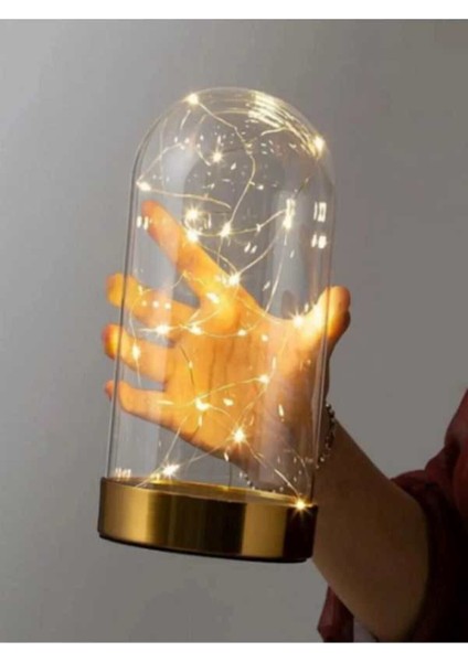 3mt Peri Ledli Dekoratif Ters Fanus Mika Gold Hediye