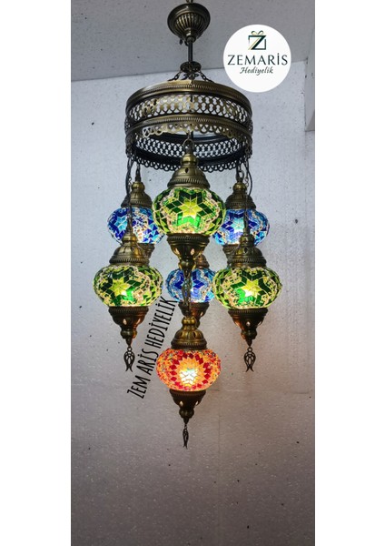 El Yapımı Otantik Mozaik 7 Li Avize Tavan Lambası Dekoratif fiyatları