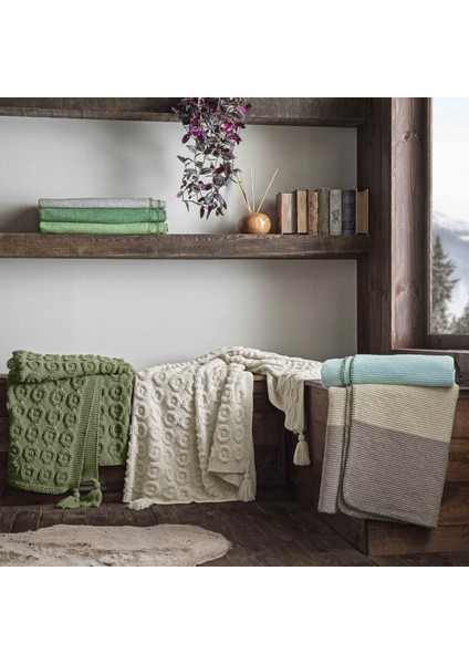 Taç Butik Patagonya Pamuklu Çift Kişilik Battaniye Yeşil modelleri