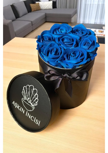 Mavi Gül Kutu Sevgiliye Özel Hediye Doğum Günü Sürprizi