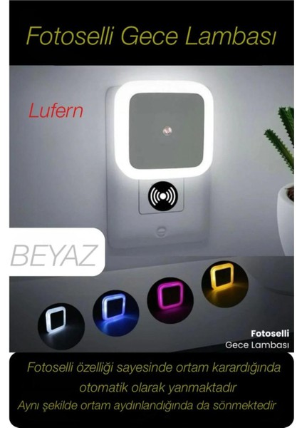 Fotoselli Gece Lambası Karanlıkta Otomatik Yanıp Sönen Aydınlığa Duyarlı Koridor Antre Loş LED Işık