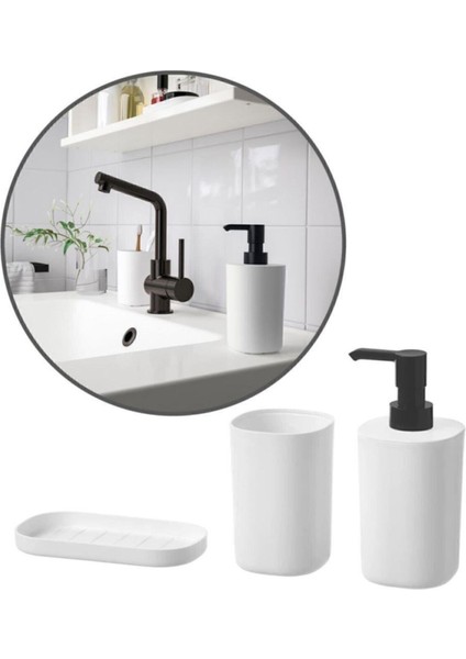 Pratik 3 Parça Banyo Sabunluk ve Fırçalık Seti, Şık ve Fonksiyonel Tasarım