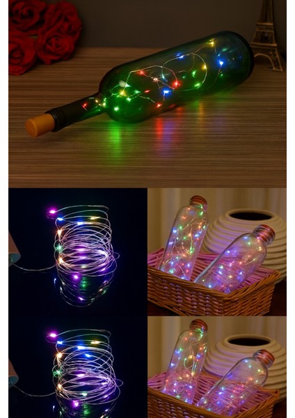 Mantar Tıpa Peri LED Dekoratif 2m Işık, Piller Dahil, Şık ve Parlak Süs