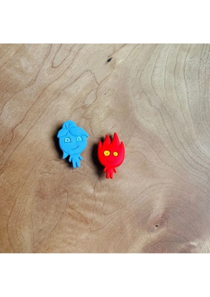 Ateş ve Su Jibbitz Terlik Süsü 2'li Set, Şık ve Renkli Tasarım