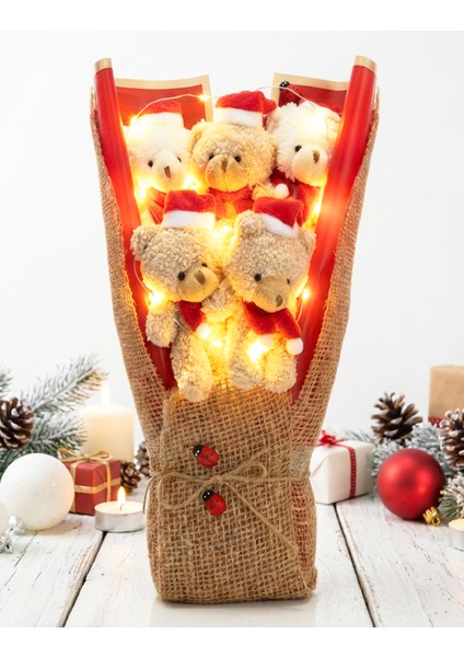 Işıklı Yılbaşı Temalı Renkli Buket, Sevgiliye Özel Hediye