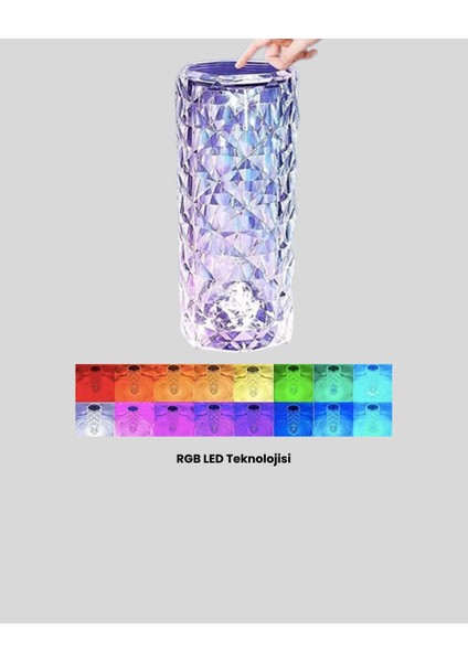 Kristal Tasarımlı Rgb LED Gece Lambası – Kumandalı, Renk Değiştiren Dekoratif Işık fırsatları