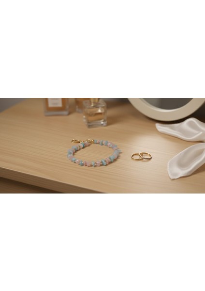 Esu Pembe Kuvarsve Aguamarin Doğal Taş Bileklik fiyatları