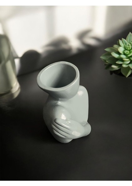 Yarım Yüz Kadın Beton Vazo – Füme (15 Cm) modelleri