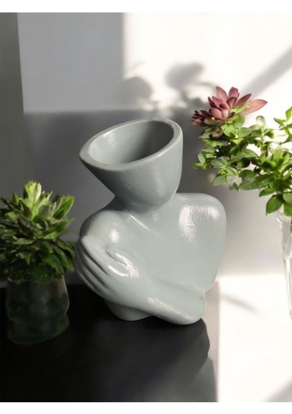 Yarım Yüz Kadın Beton Vazo – Füme (15 Cm) fırsatları