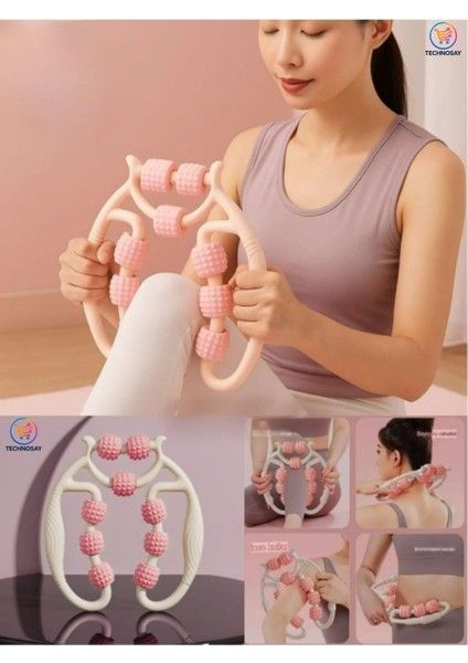 Kas Gevşetici Masaj Aleti 9 Tekerlekli Ayarlanabilir Lenf Drenaj Rulosu Bacak Kol Selülit modelleri