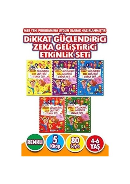 Küçüklere Gezi Etkinlik Kitabı: Bulmaca, Boyama, Resim Çizme, Farkları Bulma - Yaş 4+ Çıkartmalı + 5 Kitap Set