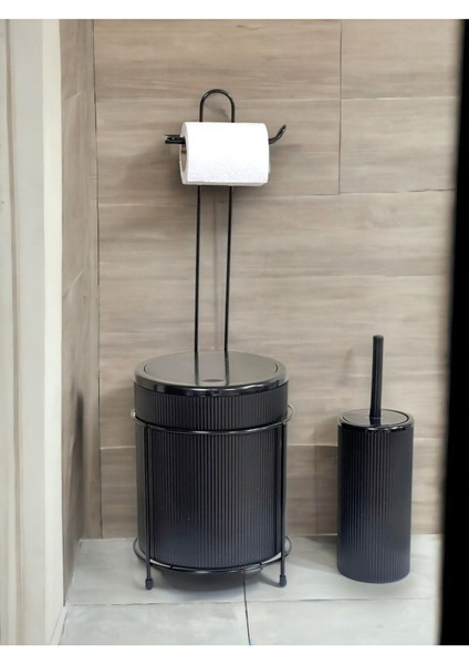 Pratik ve Şık Wc Kovalı Tuvalet Fırça ve Kağıtlık Seti