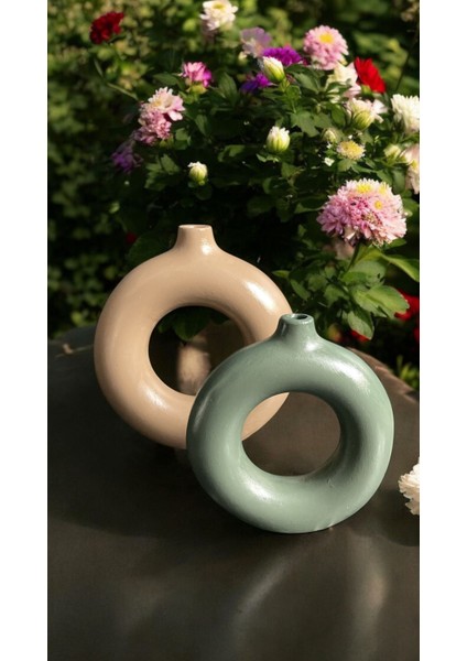 Iskandinav 2’li Halka Dekoratif Vazo Seti – Büyük 20 cm / Küçük 15 cm fiyatları