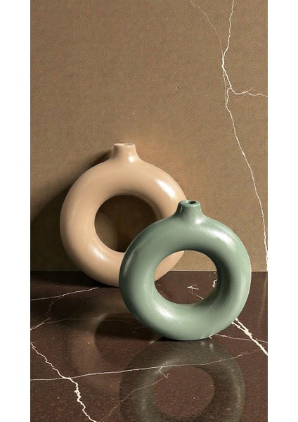 Iskandinav 2’li Halka Dekoratif Vazo Seti – Büyük 20 cm / Küçük 15 cm modelleri