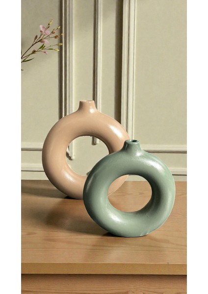 Iskandinav 2’li Halka Dekoratif Vazo Seti – Büyük 20 cm / Küçük 15 cm fırsatları