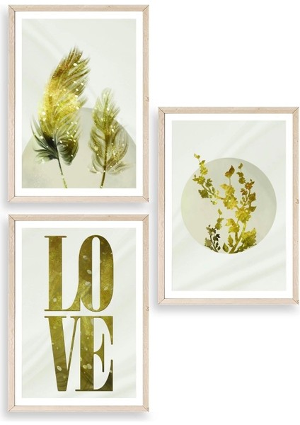 Manzara Üçlü Ahşap Çerçeveli Tablo