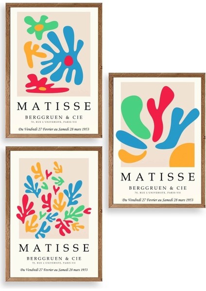 Matisse Üçlü Ahşap Çerçeveli Tablo