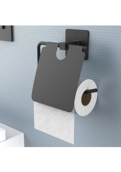 Şık Siyah Paslanmaz Metal Tuvalet Kağıtlığı Aparatı