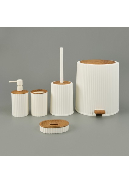 Şık 5'li Banyo Seti, Beyaz, Modern ve Kullanışlı Tasarım