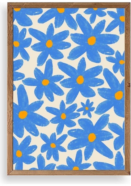 Çiçekler Ahşap Çerçeveli Tablo