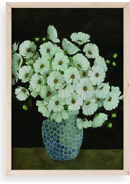 Çiçekler Ahşap Çerçeveli Tablo