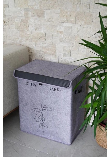 Katlanabilir Çok Amaçlı Keçe ve Deri Çamaşır Sepeti 53X33X60 cm fiyatları