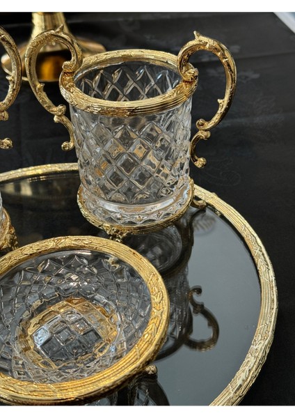 Şık Kristal 4 Parça Gold Cam Banyo Seti, Zarif ve Modern Tasarım fiyatları