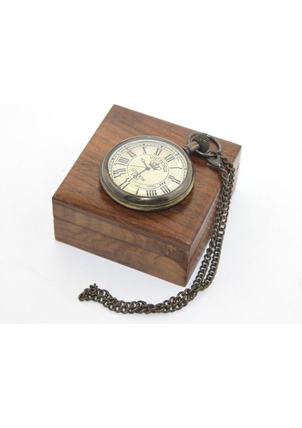 Köstekli Saat - Ahşap Kutulu Pirinç Model 10