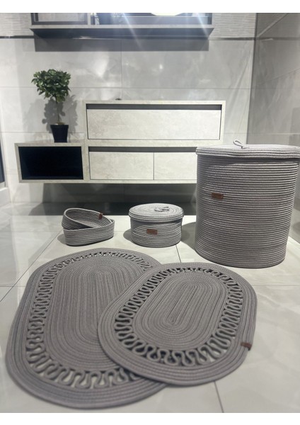 Doğal Jüt Hasır Banyo Seti, Çok Amaçlı ve Şık Dekorasyon Ürünü fiyatları
