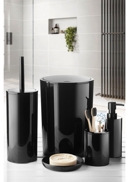 Modern 5'li Banyo Seti, Siyah Renkli Ferah ve Şık Tasarım
