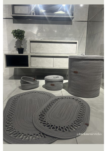 Doğal Jüt Hasır Banyo Seti, Çok Amaçlı ve Şık Dekorasyon Ürünü