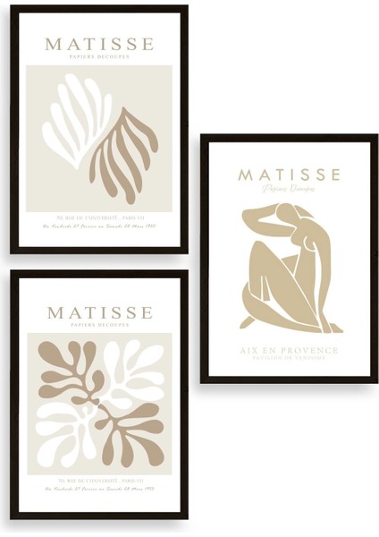 Matisse Üçlü Ahşap Çerçeveli Tablo