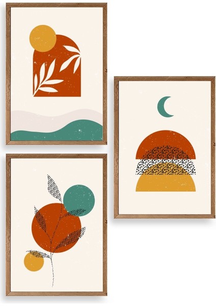 Manzara Üçlü Ahşap Çerçeveli Tablo