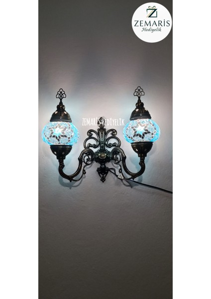 El Yapımı Otantik Mozaik Çiftli Aplik