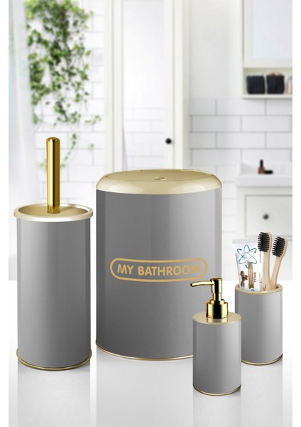 4 Parça Metal Banyo Seti, Şık ve Modern Tasarım