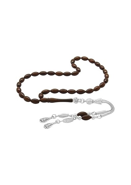 Tesbihane Gümüş Renk Kararmaz Metal Püsküllü Arpa Kesim Kuka Tesbih