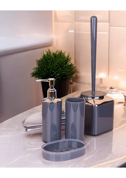 Modern 4'lü Banyo Seti, Katı ve Sıvı Sabunluk, Diş Fırçalık, Tuvalet Fırçası fiyatları