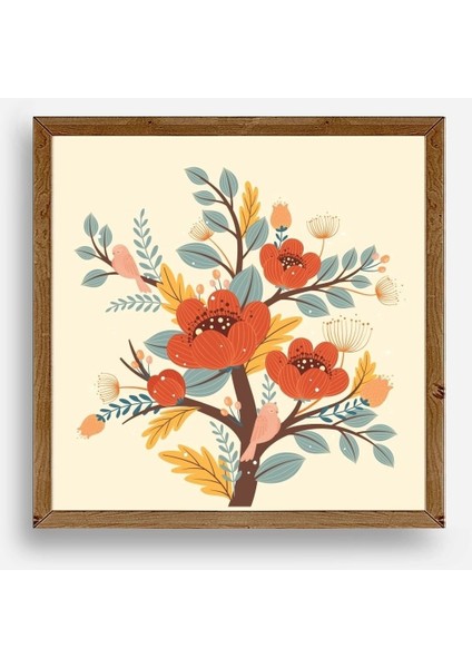 Çiçek Ahşap Çerçeveli Tablo