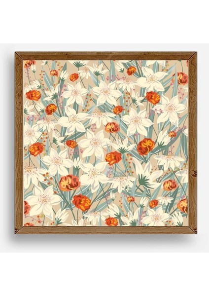 Çiçek Ahşap Çerçeveli Tablo