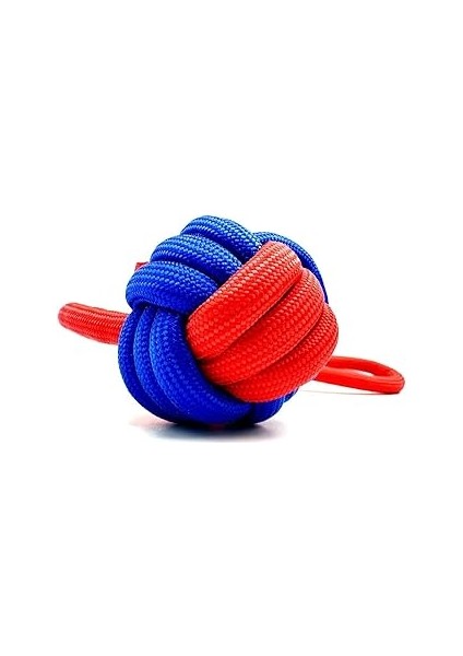 Tasma Market Düğümlü Dayanıklı Diş Ipli Köpek Oyun Topu Kırmızı-Lacivert