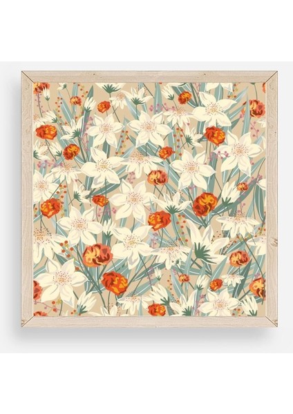 Çiçek Ahşap Çerçeveli Tablo